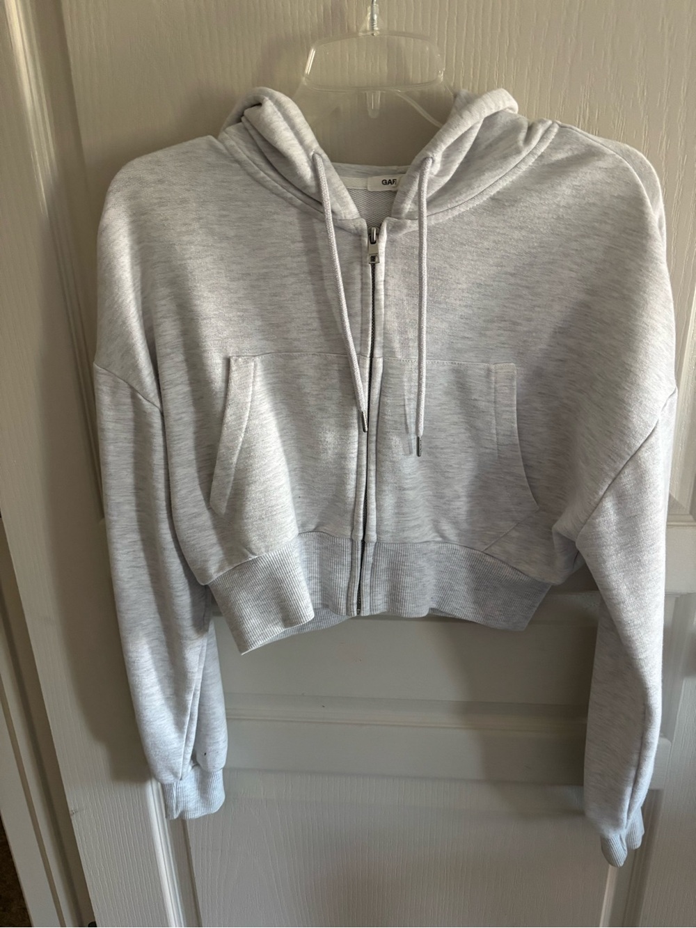 Garage Light Gray Cropped Zip-Up Hoodie